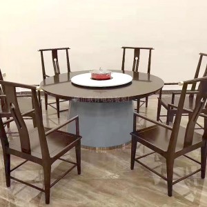 聯(lián)肯家具酒店餐廳大理石電動(dòng)餐桌遙控轉(zhuǎn)盤帶電磁爐電動(dòng)火鍋?zhàn)? style=