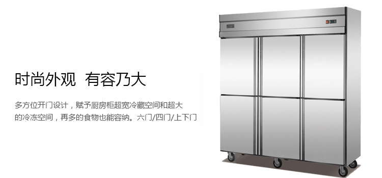標(biāo)準(zhǔn)款六門廚房不銹鋼立柜冷凍柜 悅優(yōu)美商用冰箱冷柜冷藏陳列柜