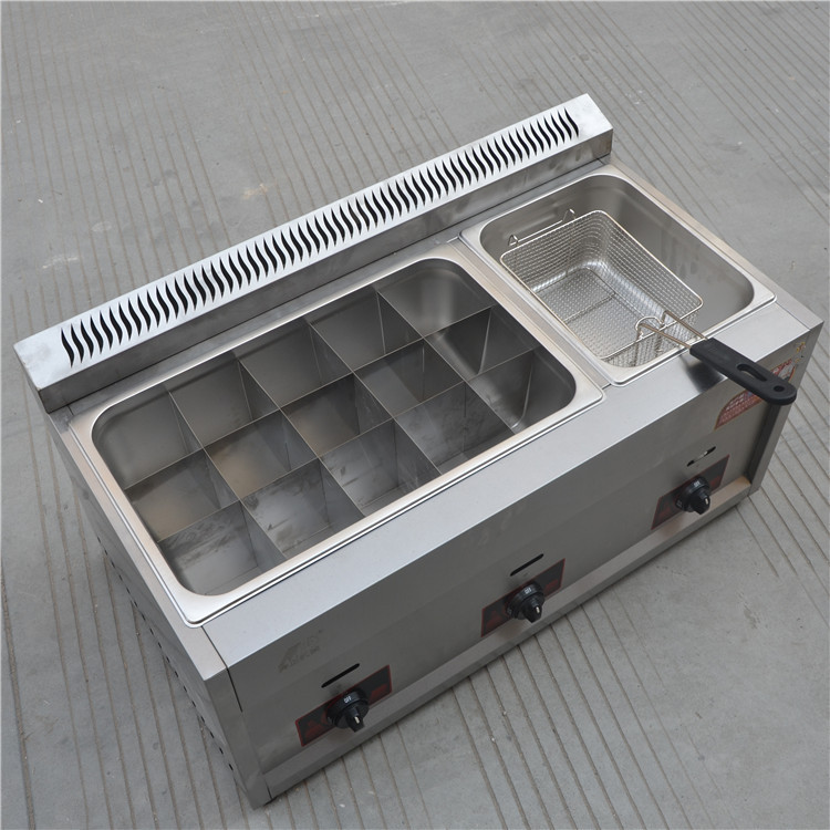 三缸燃氣油炸鍋商用煤氣油炸爐油炸機炸薯條機炸雞關(guān)東煮煮面爐
