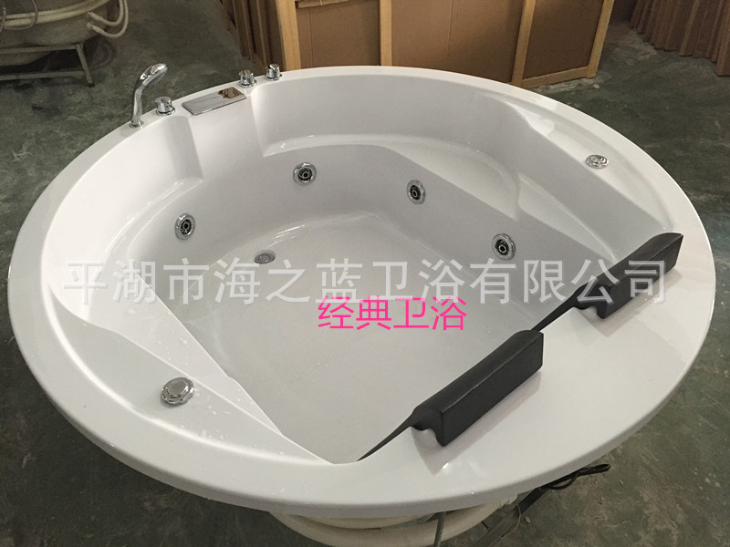 廠家直銷亞克力圓形沖浪按摩浴缸,酒店專用情侶雙人鴛鴦浴浴缸
