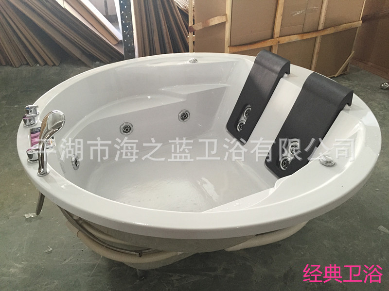 廠家直銷亞克力圓形沖浪按摩浴缸,酒店專用情侶雙人鴛鴦浴浴缸