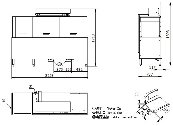廠家直銷(xiāo)通道式自動(dòng)洗碗機(jī) 酒店廚房商用洗碗機(jī)