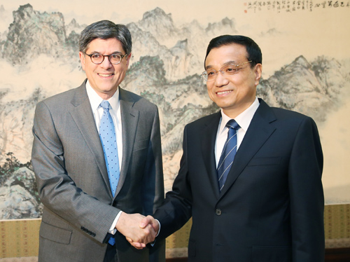 李克強(qiáng)會見美國總統(tǒng)特別代表、財政部長雅各布·盧